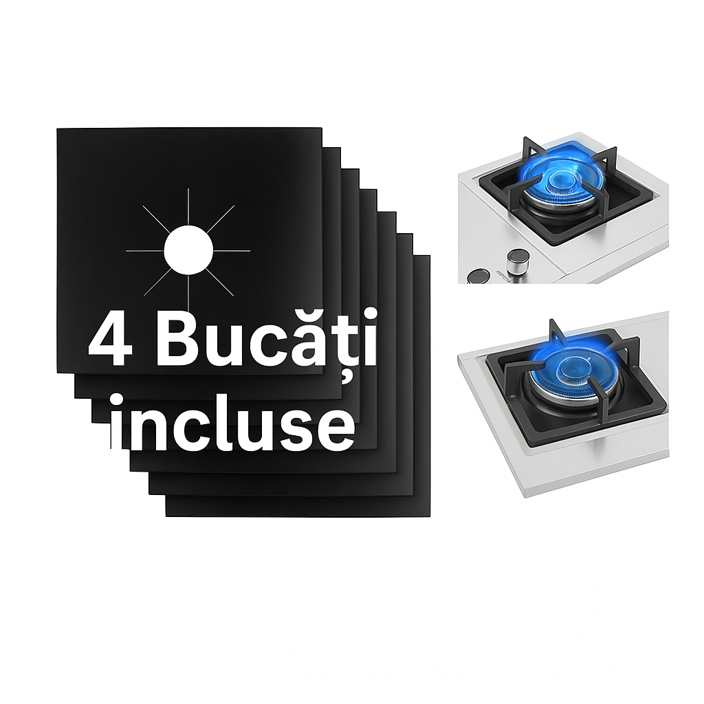 Set 4 bucăți folie protecție pentru aragaz din teflon