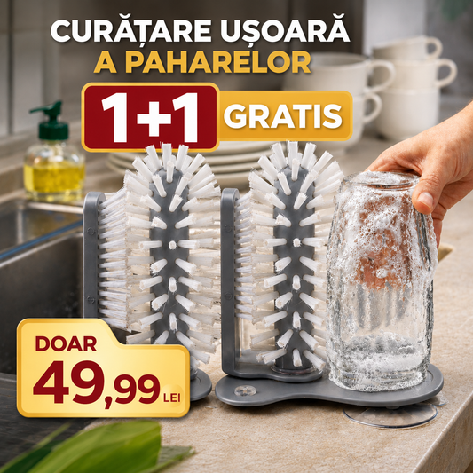 Perie inteligentă de curățat pahare/borcane/căni (1+1 GRATIS)