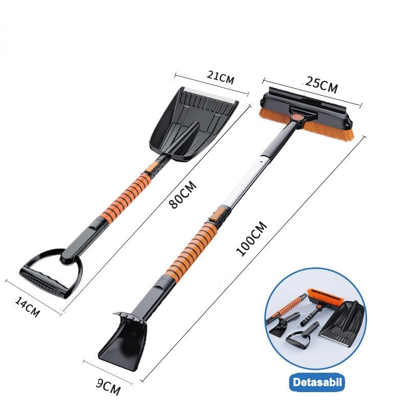 Lopata pentru zapada , 5 in 1, Perie, Racleta, 2 tipuri de Lopeti, Rotativa, Telescopica, Detasabila, Material Aluminiu si ABS, 100 x 25 cm, negru