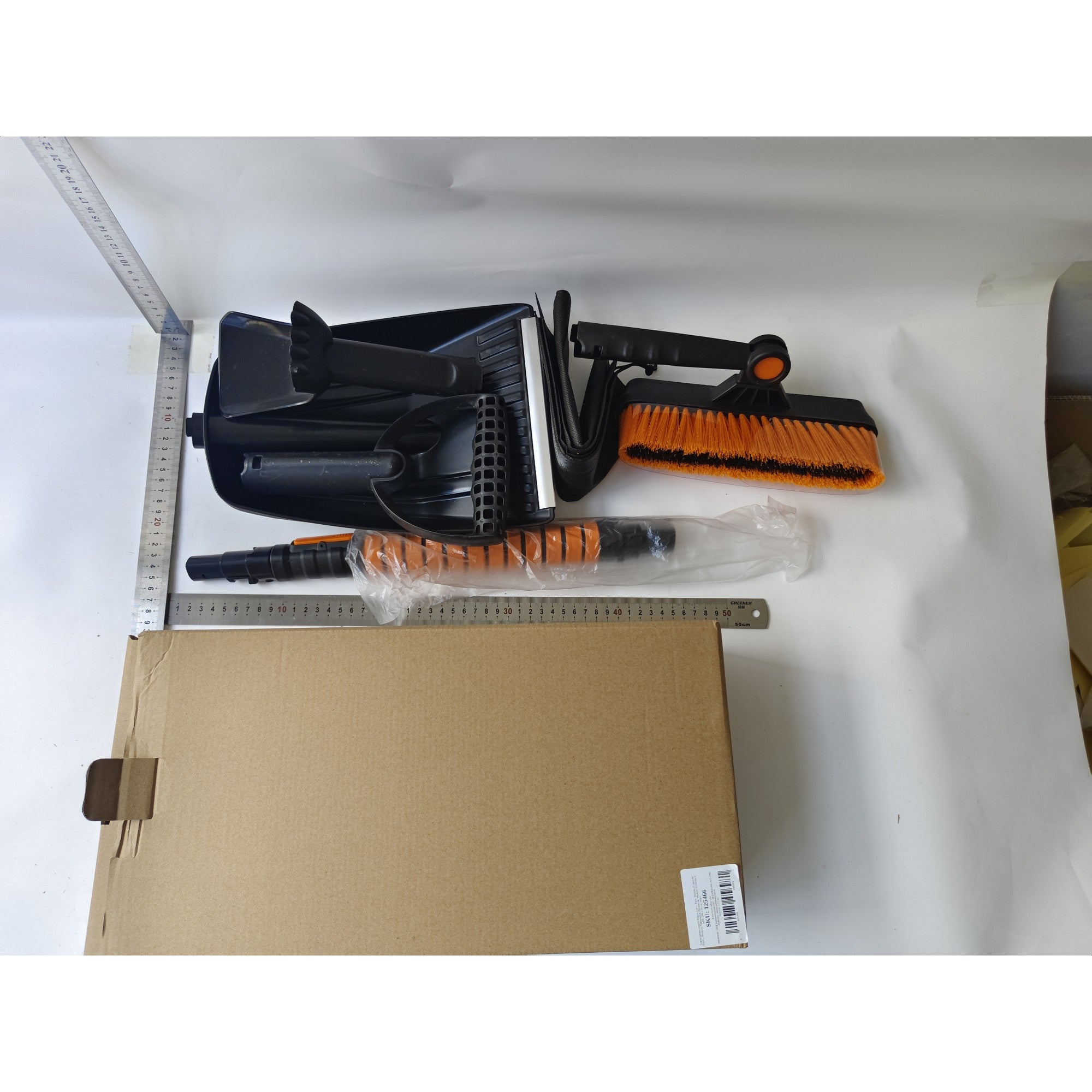 Lopata pentru zapada , 5 in 1, Perie, Racleta, 2 tipuri de Lopeti, Rotativa, Telescopica, Detasabila, Material Aluminiu si ABS, 100 x 25 cm, negru